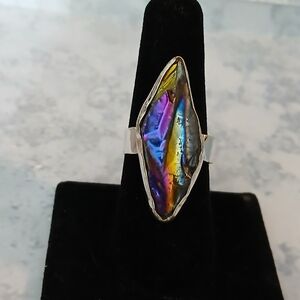Crystal Titanium 925 Silver Ring Size 9